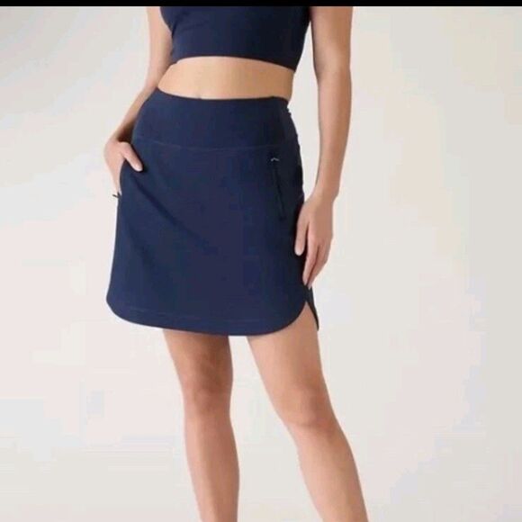 Athleta Skort Womens 1X Blue Fairway GolfSkort 18 Zip Pockets Built-in Shorts - Picture 1 of 12